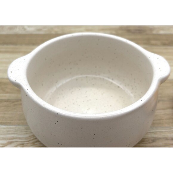 World Market Spotted Mushroom Lidded Soup Crock Gold Yellow Speckled Stoneware - Picture 10 of 14